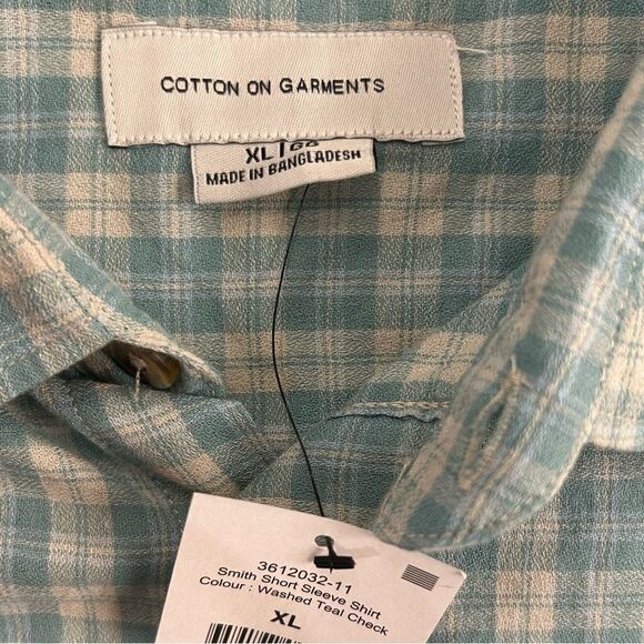 NWT Mens teal checkered shirt - Picture 3 of 4